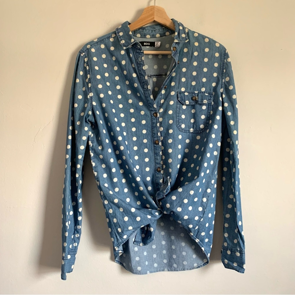 BDG Button Down Polka Dot Shirt Size M